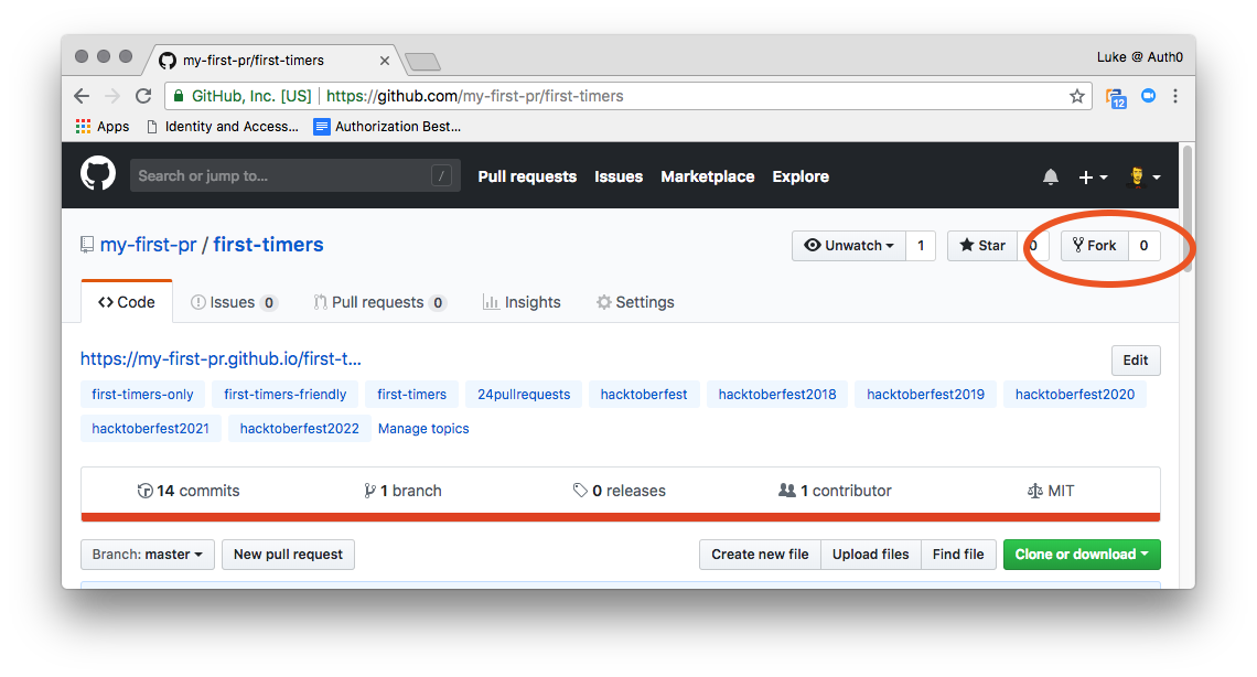 Click on Fork to start the process