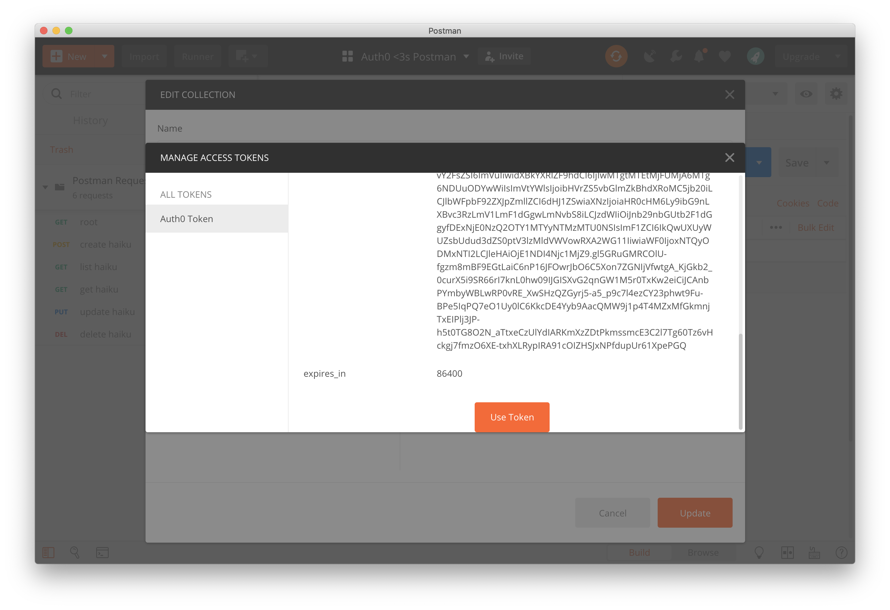 Receive and use the access token